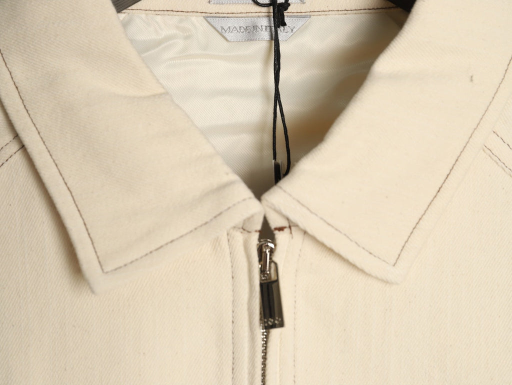 Dior 47 Lettering Collared Zip Varsity Jacket - Cream