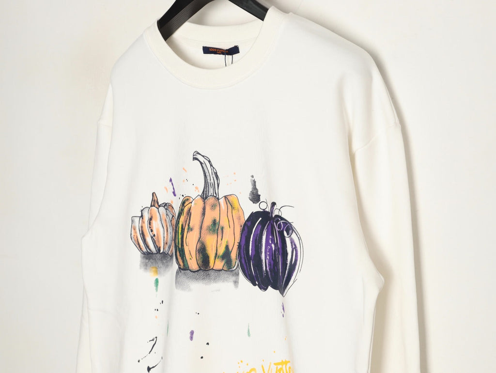 Louis Vuitton Sketch-Style Pumpkin Graphic Crewneck Sweatshirt - Cream