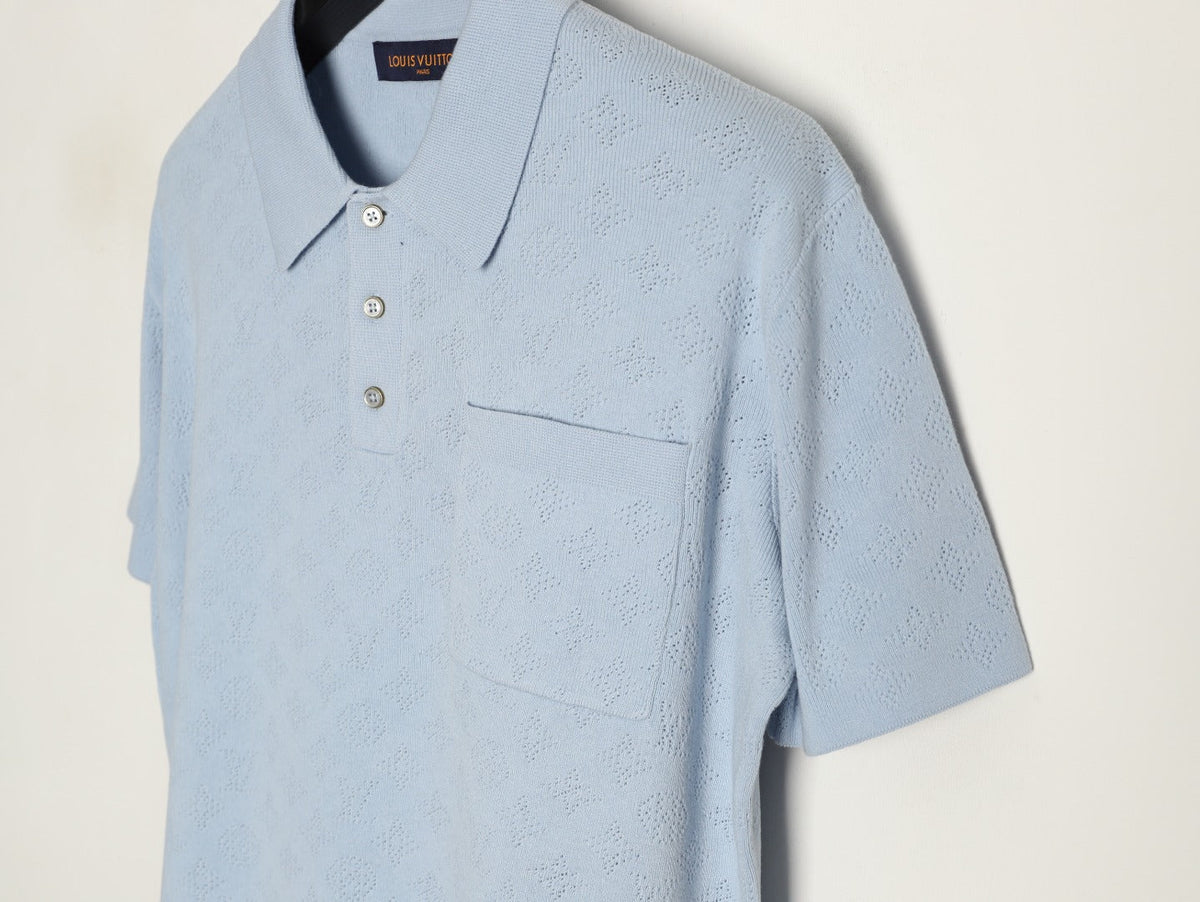 Louis Vuitton Chest-Pocket Detail Short-Sleeve Polo Shirt - Light Blue